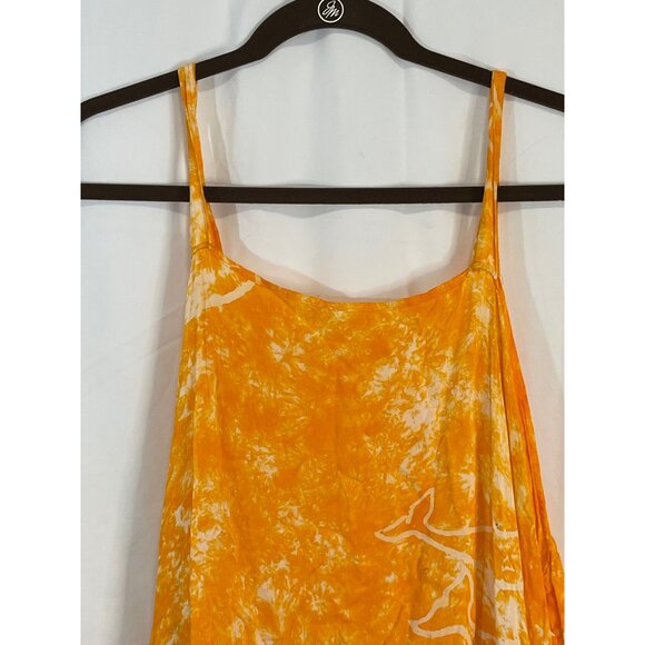 sleeveless dress yellow white Dolphine fringe knee high no size tag medium READ - Picture 4 of 9